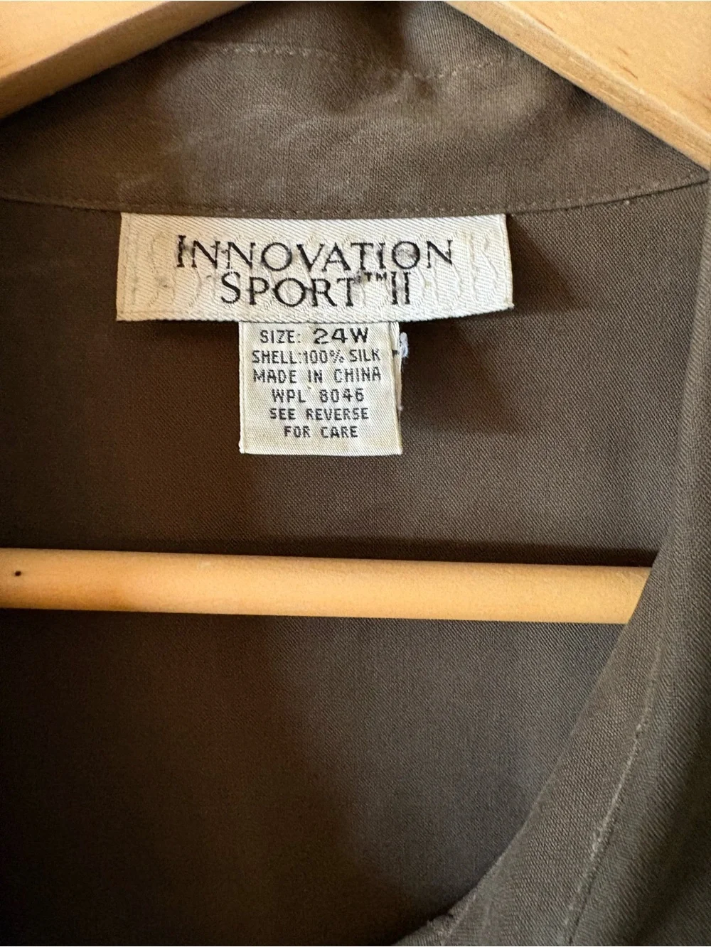 100% Silk Olive Button Up Blouse Plus Size 24W Innovations Sport II - Picture 2 of 9